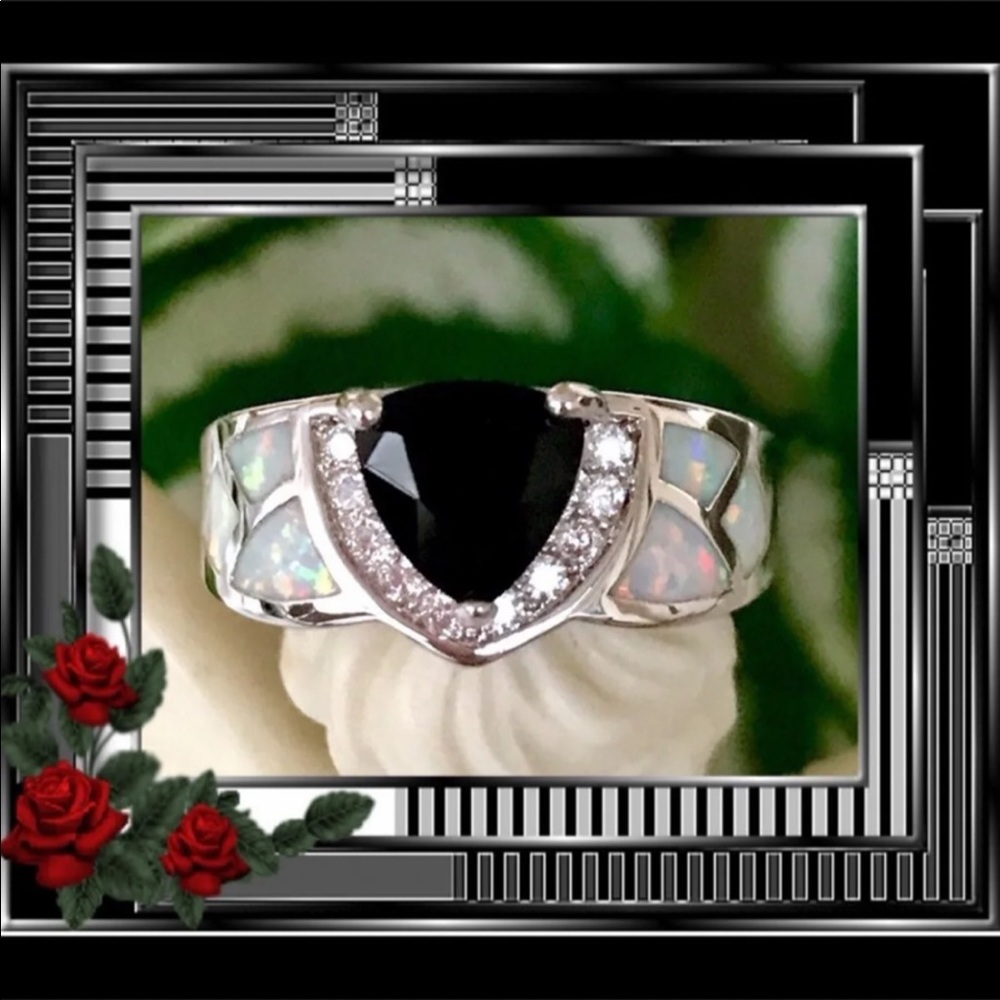 🌺🌴🌺 BLACK ONYX OPAL RING 🌺🌴🌺 - Picture 5 of 7